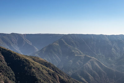 Scenic view of mountains against clear sky