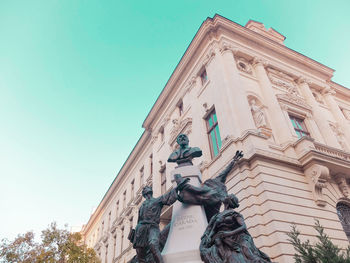 Low angle view of statue against clear sky