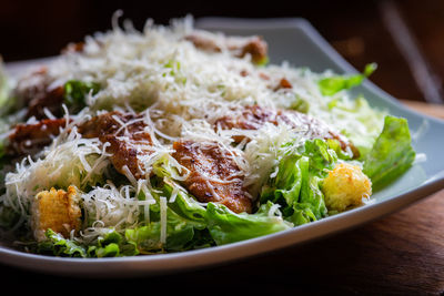 Close-up of food served in plate