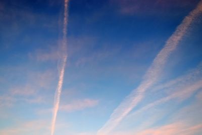 Low angle view of vapor trail in sky