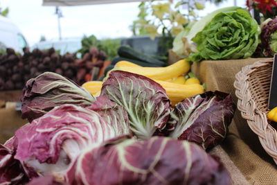 Close-up of vegetables for sale in market