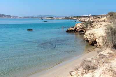 Scenic view of sea against clear sky