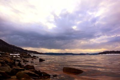 Scenic view of sea against sky during sunset