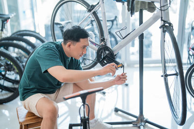 Man riding bicycle