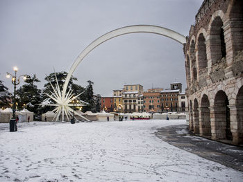 View of buildings in winter