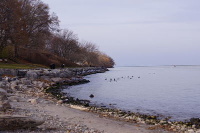 Scenic view of sea against clear sky