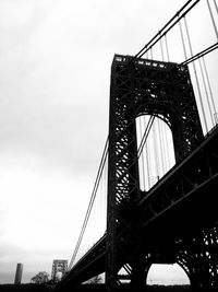 Low angle view of suspension bridge