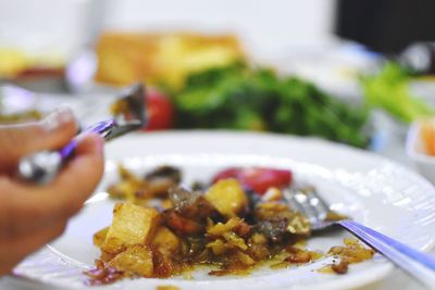 Close-up of breakfast in plate