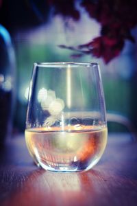 Close-up of beer in glass on table