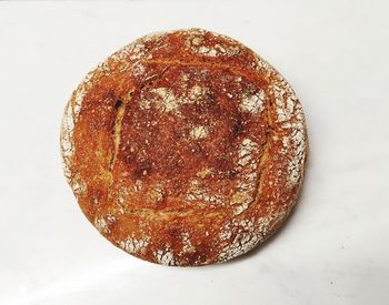 High angle view of bread on white background