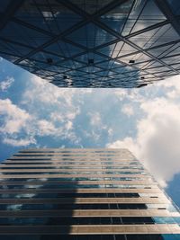 Low angle view of building against cloudy sky