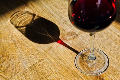 Close-up of wine glass on table