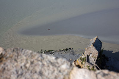 High angle view of beach by sea