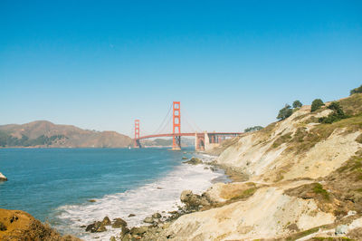 Golden gate bridge against clear sky