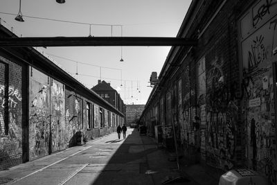 Narrow street amidst buildings in city