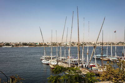 Beautiful fishing and pleasure boats on the nile in luxor.