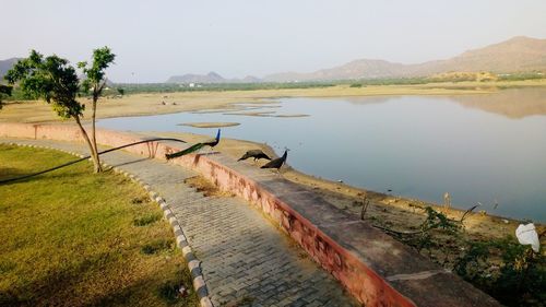 Scenic view of lake against sky