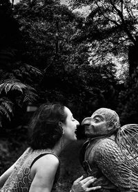 Low angle view of young woman