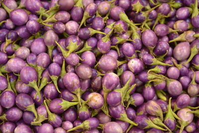 Full frame shot of eggplants in market