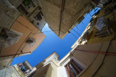 Fish eye view of residential buildings against sky