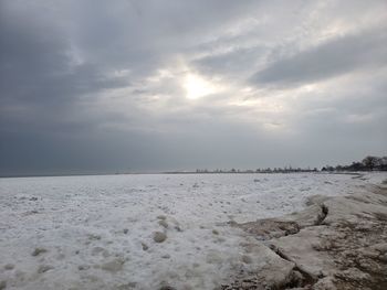 Scenic view of sea against sky during winter