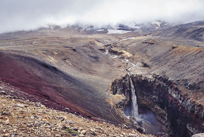 Aerial view of volcanic landscape