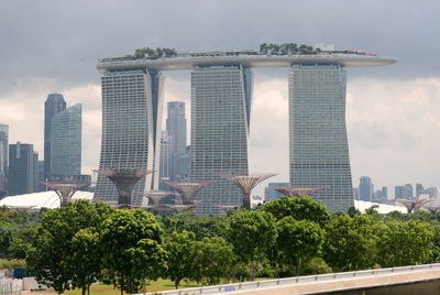 Buildings in city against cloudy sky