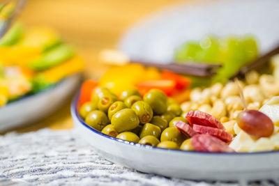 Close-up of salad in bowl on table