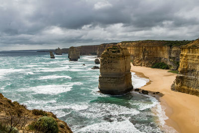 Coastline at port campbell national park during stormy weather