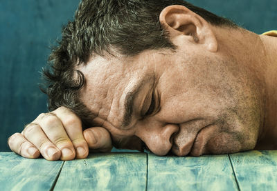Close-up portrait of a man sleeping