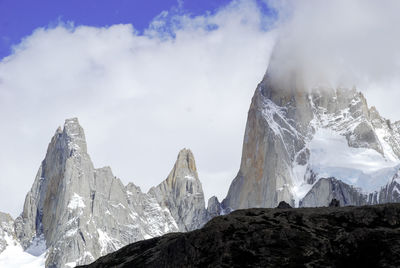 Panoramic view of majestic snowcapped mountains against sky
