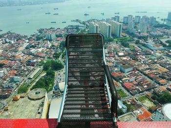 High angle view of buildings in city