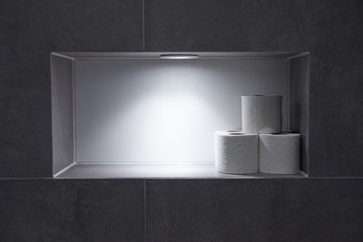 Close-up of stack of white wall