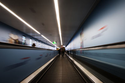 Blurred motion of subway station platform