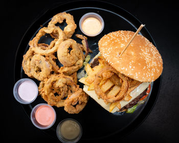 High angle view of food on table