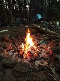 Bonfire on countryside landscape