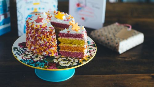 Close-up of cake on table