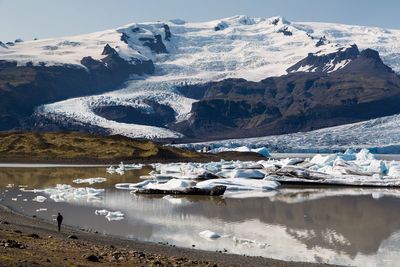 Scenic view of lake against mountain