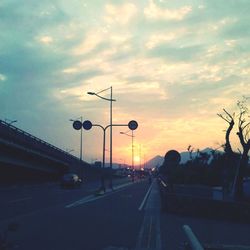 View of road at sunset