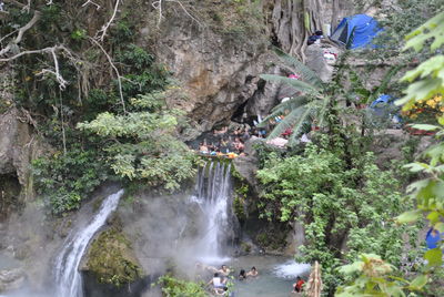 Scenic view of waterfall