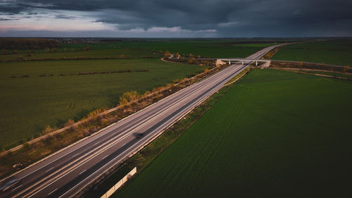 High angle view of railroad tracks