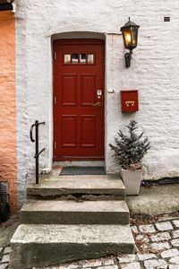 Closed door of building