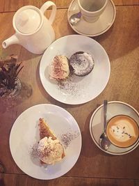 Close-up of breakfast served on table