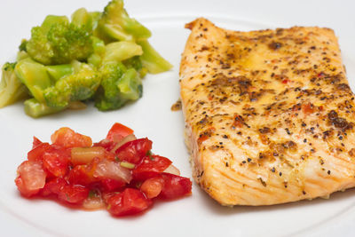 High angle view of food in plate