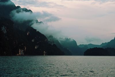 Scenic view of sea against sky at sunset