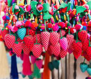 Close-up of multi colored decorations in market