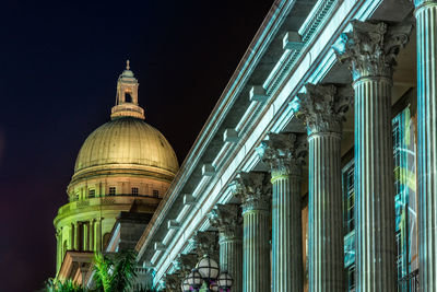 Low angle view of illuminated building