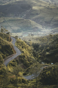 High angle view of road on mountain