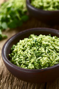 Close-up of rice in container