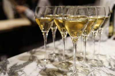 Close-up of wineglass on table